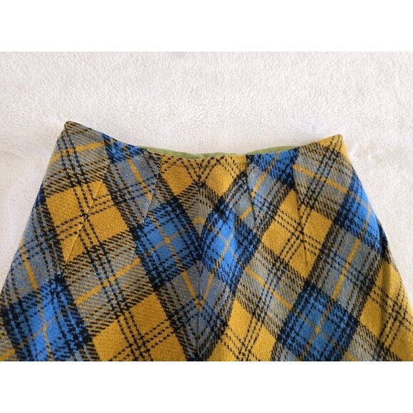 Vintage Wool Skirt Junior Womens Blue Plaid By Jantzen - Picture 6 of 7